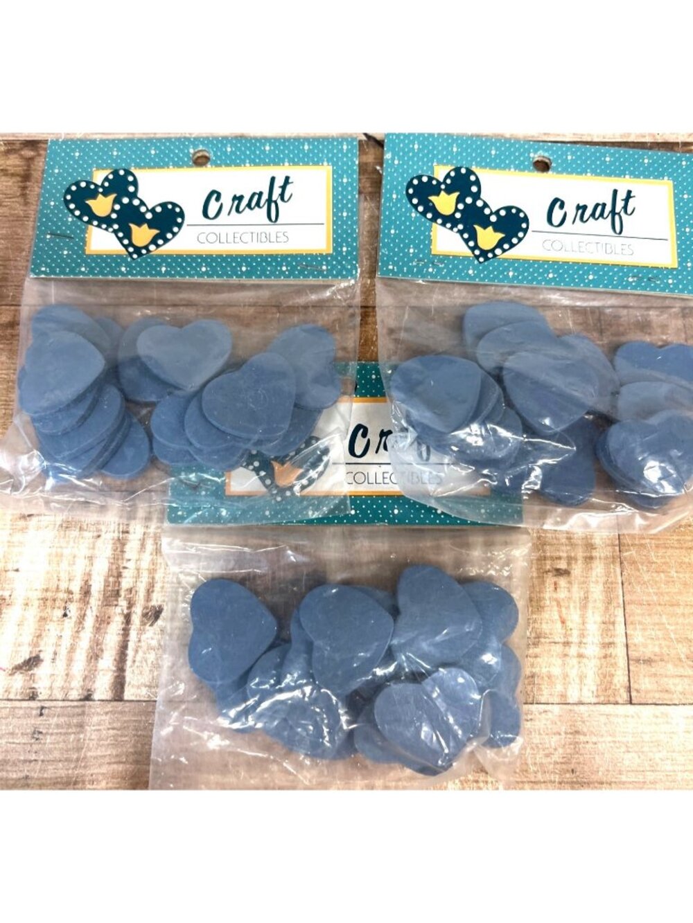 3 Pkg OF 14 Blue hearts Matte Finish 1.25 Inches